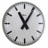 Large Blick public 24" wall dial clock, within a light green metal surround