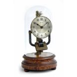 Bulle 800 day electric clock, the 3.25" silvered dial under the original glass dome and upon a