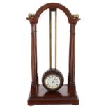 Good mahogany saw tooth gravity clock, the 2.25" cream dial indistinctly signed Vickers...Regent St,