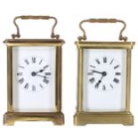 Duverdry & Bloquel carriage clock timepiece within a corniche brass case, 5.75" high (winding