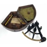 Antique sextant, within a mahogany case bearing a Parkinson & Frodsham of Liverpool trade label,