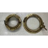 Heavy duty ship's brass porthole surround, 12" diameter overall; also another ship's brass