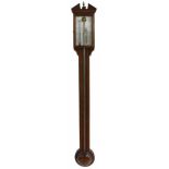 Comitti of Holborn contemporary stick barometer, the silvered scale also fitted with a thermometer