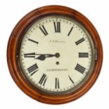 Single fusee 12" wall dial clock signed J. Stanner, Cirencester, within a dished turned surround (