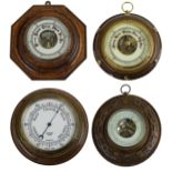 Small aneroid wall barometer, the 4.5" white dial signed J.H. Steward Ltd, 406 Strand, London,
