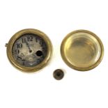 Old brass deck watch case and dial signed Waltham Watch Co., 3" diameter overall; also another brass
