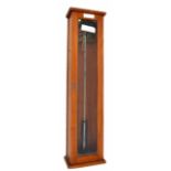 Gents faceless electric master clock, within an oak glazed case, 52.5" high (pendulum and bob)