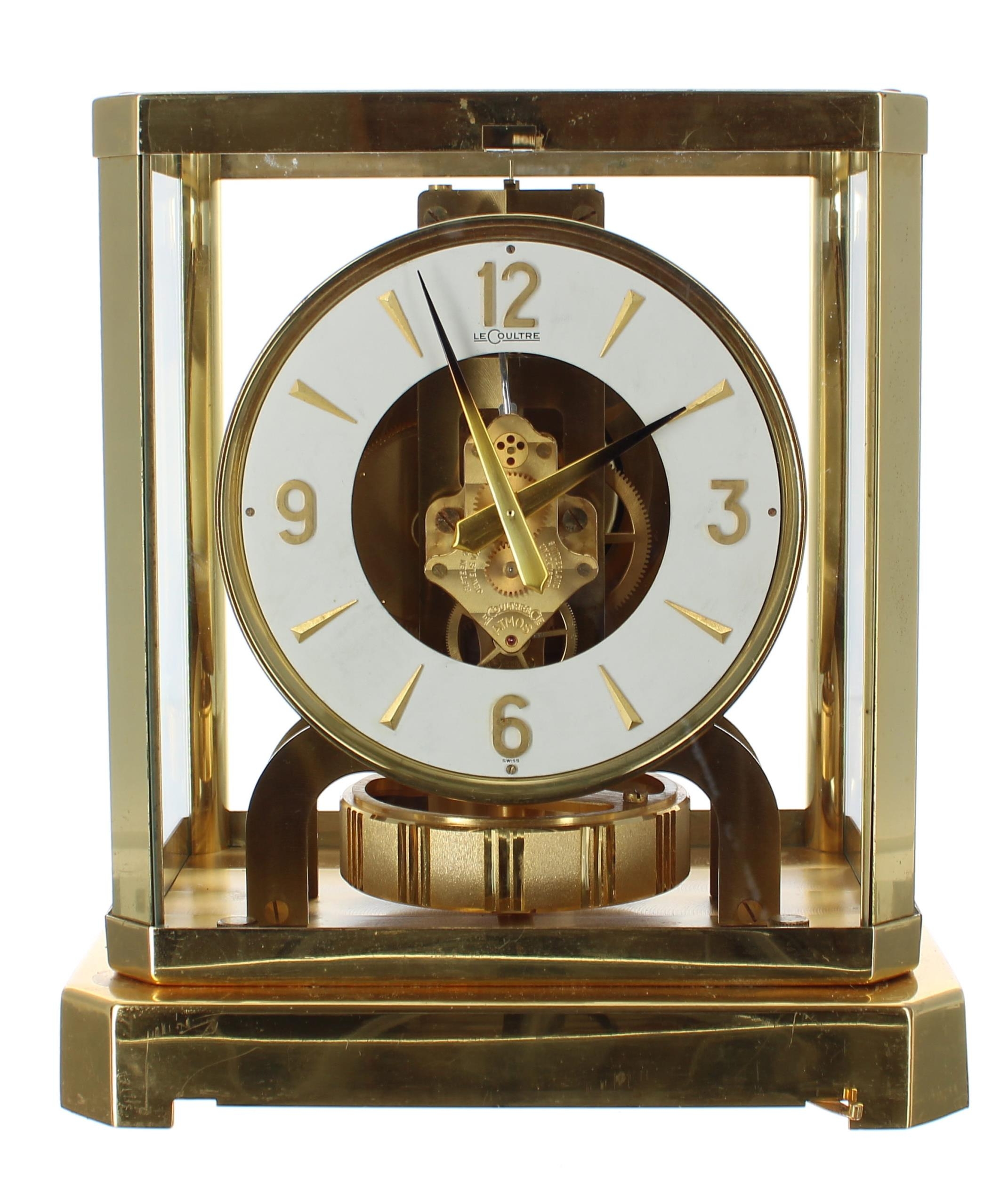 Jaeger-LeCoultre Atmos clock, the 4.75" white chapter ring enclosing a skeletonised centre, ser. no.