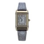 Jaeger-LeCoultre 'Reverso' 18ct rectangular diamond set lady's wristwatch, rectangular silvered dial