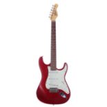 2019 Hansen Guitars S-Style electric guitar, made in Denmark; Body: candy apple red light relic