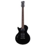 Marshall left-handed electric guitar, made in Vietnam; Body: black finish; Neck: good; Fretboard: