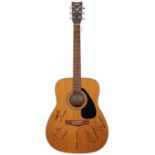 Country Artists - autographed Yamaha F-310 acoustic guitar, signed by Johnny Cash, Willie Nelson,