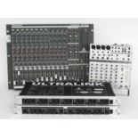 Four Behringer units to include a Eurorack FX2642 mixing console (missing PSU), a Eurorack MX802A