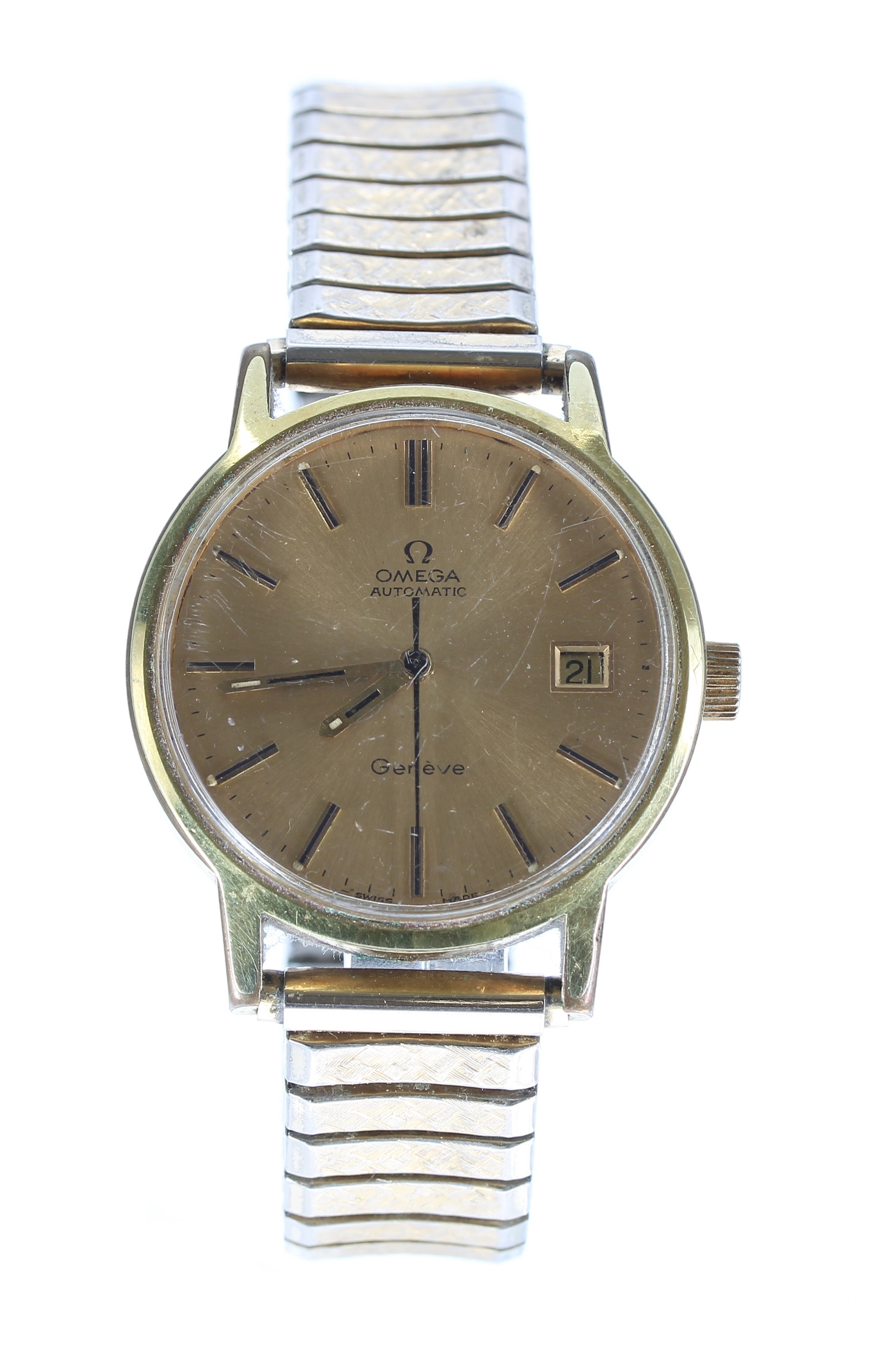 Omega Genève automatic gold plated and stainless steel gentleman's wristwatch, reference no. 166098,