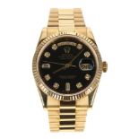 Fine Rolex Oyster Perpetual Day-Date 18ct gentleman's wristwatch with a diamond dial, ref. 118238,