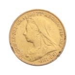Victorian 1895 half sovereign coin, 4gm