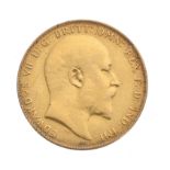 Edward VII 1907 full sovereign coin, 8gm