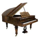 Hagspeil boudoir grand piano, circa 1900, burr walnut case, frame no. 4619, eighty-five note - seven