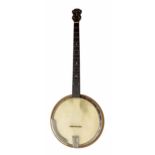 Jedson five string banjo, with birds eye maple ebony banded resonator, mother of pearl geometric