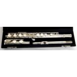 Trevor James TJ10X II metal flute, ser. no. 4835, case, outer zipper cover and box