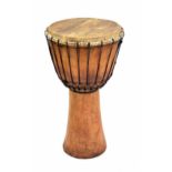 Old African djembe drum, with gig bag