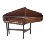 A bent-side spinet attributed to Joseph Mann Sven, England, 1768, the mahogany case with holly