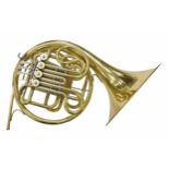 Paxman series 2 brass French horn stamped Merewether System, 2:74, Made in England, mouthpiece, hard
