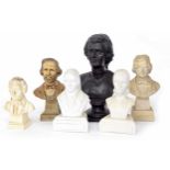 Six various head and shoulder composition busts of various musical instrument composers (6)
