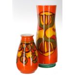 Poole Pottery Delphis tall vase, with factory stamp and numbered 85 to the underside, 15.75" high;