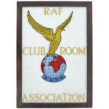 Reverse painted glass RAF Association Club Room hanging sign, 24.5" x 36" - ** reputedly from the