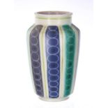 Poole Pottery Freeform shape 595 vase, with factory stamp and artist's inscriptions to the