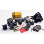 Nikon F2 camera with instruction guide, together with a Zenit-B camera in carry case, and
