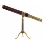 19th century mahogany and brass single drawer telescope, by G Willson, London, with a folding