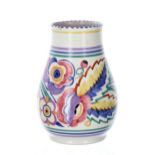 Poole Pottery hand painted shape 438 vase, impressed factory marks and inscribed numbers to the