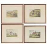 After Henry Alken - four hunting prints titled 'Doing The Down Leap', 'Doing The No How', 'The