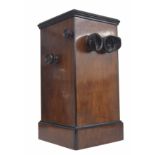 Early 20th century mahogany Stereoscopic viewer, with ebonised scroll knobs and metal eyepiece, with