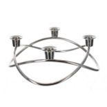 Georg Jensen, Denmark stylised circular chrome candelabra, signed to the underside, 10" diameter;