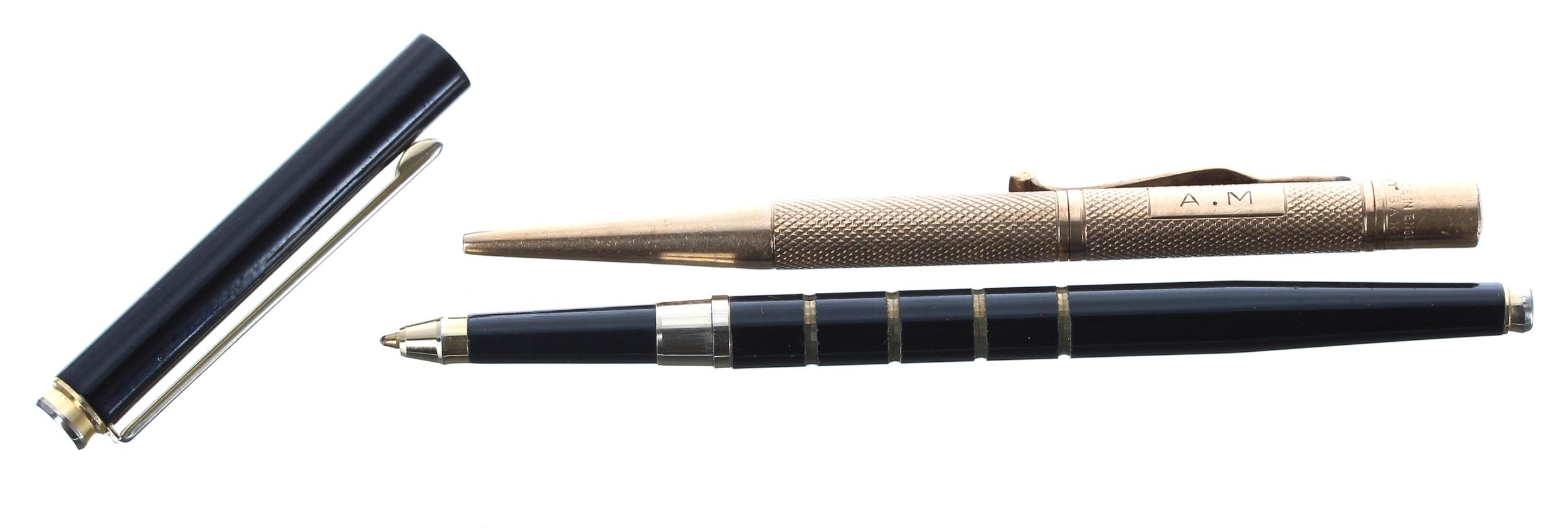 Baker's Perm-Point 9ct engine turned pencil, Birmingham 1957, 18.8gm; with a boxed Harrods pen (2) - Bild 3 aus 3