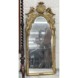 19th century gilt framed pier glass mirror, the arched glass within a git frame surmounted by a