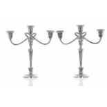 Pair of Gorham Sterling filled candelabra, screw dividing into three parts, marks and numbered 639