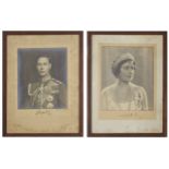 Royal interest - A signed pair of portrait photographs of King George VI and Queen Elizabeth, 9.5" x