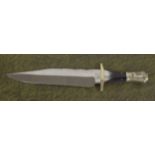 R. Middleton Sheffield Bowie type knife, with horn and repousse horse decorated scales, the Hand