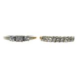 Two 9ct diamond set rings, 3.8gm (2)