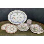 Herend handpainted oval porcelain platter, decorated with carp fish, 16.5" x 12.5"; together with