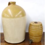 Large stoneware pottery brewers flagon, stamped '5255 Charles Watkins Wine & Spirit Merchant,