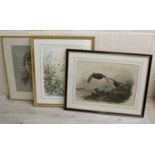 After Archibald Thorburn photo print of grouse in flight above a moorland, inscribed on a plaque