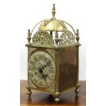 Contemporary German brass lantern clock, the movement striking on a bell, with EHS logo to the