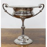 Swedish silver plated twin handled pedestal bon bon dish stamped A.G. Dufva, with engraved floral