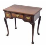 George III mahogany low boy, the moulded top over three short drawers and a shaped frieze raised