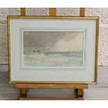 Charles Knight R.W.S. (1901-1990) - shipping off a coastline, signed, pencil and watercolour with